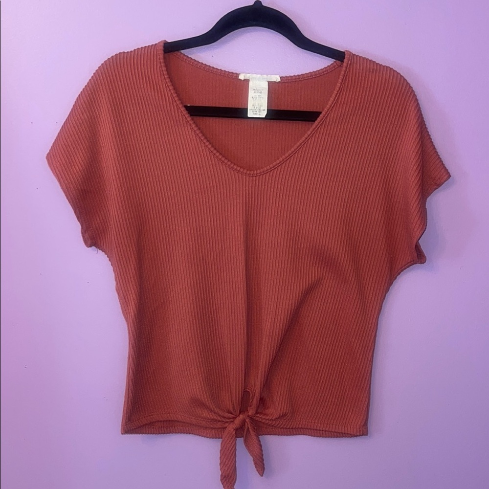 Women's Rust Tie-Front Top